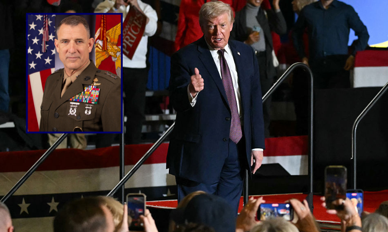 US President Donald Trump gives a thumbs up after speaking at a political rally in Rocky Mount, North Carolina on December 19, 2025. (Photo by ANDREW CABALLERO-REYNOLDS / AFP via Getty Images) / Lieutenant General Francis L. Donovan (United States Special Operations Command)