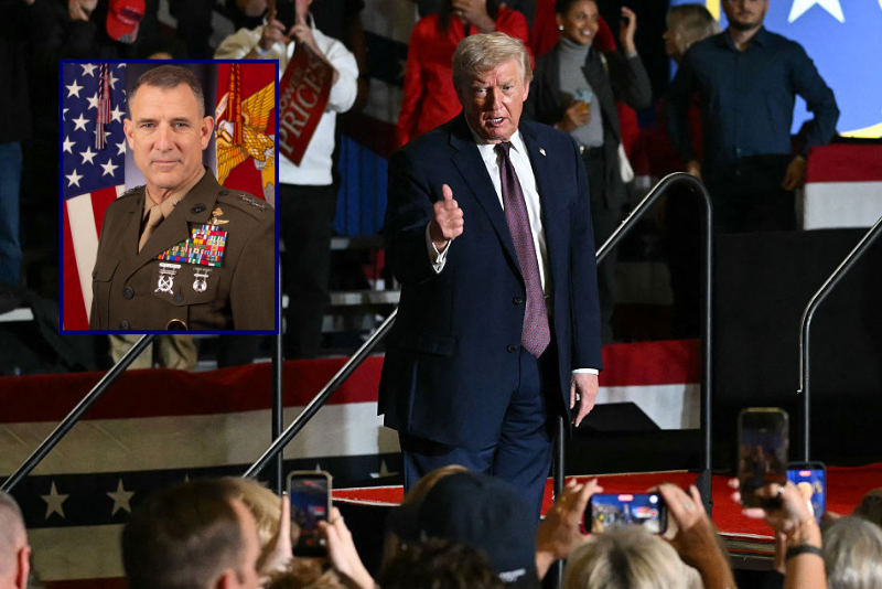 US President Donald Trump gives a thumbs up after speaking at a political rally in Rocky Mount, North Carolina on December 19, 2025. (Photo by ANDREW CABALLERO-REYNOLDS / AFP via Getty Images) / Lieutenant General Francis L. Donovan (United States Special Operations Command)