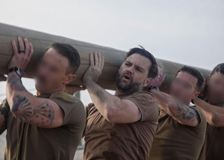 Vice President JD Vance training with Navy SEALs in a log carrying exercise. (JD Vance's Office; X)