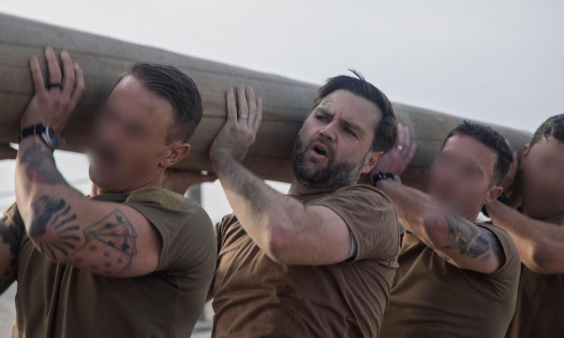 Vice President JD Vance training with Navy SEALs in a log carrying exercise. (JD Vance's Office; X)