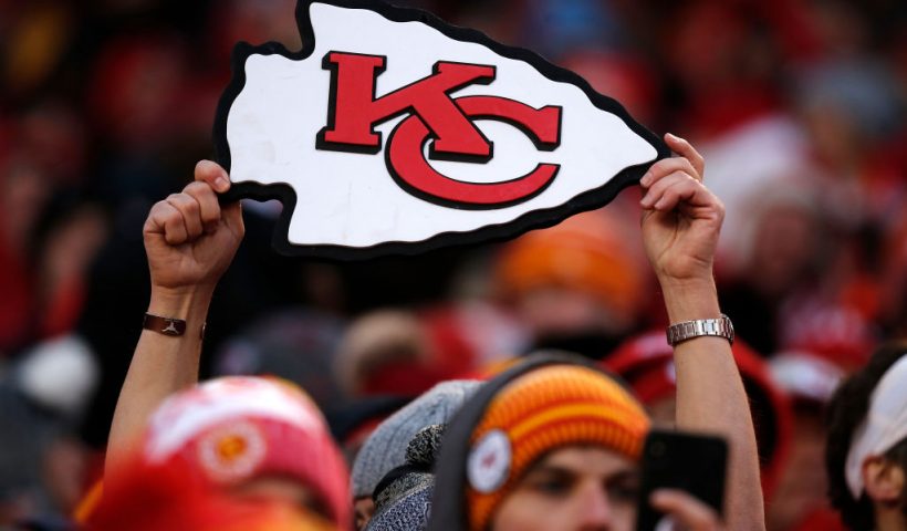 KANSAS CITY, MISSOURI - JANUARY 19: A Kansas City Chiefs fan holds up a sign in the second half against the Tennessee Titans in the AFC Championship Game at Arrowhead Stadium on January 19, 2020 in Kansas City, Missouri. (Photo by David Eulitt/Getty Images)