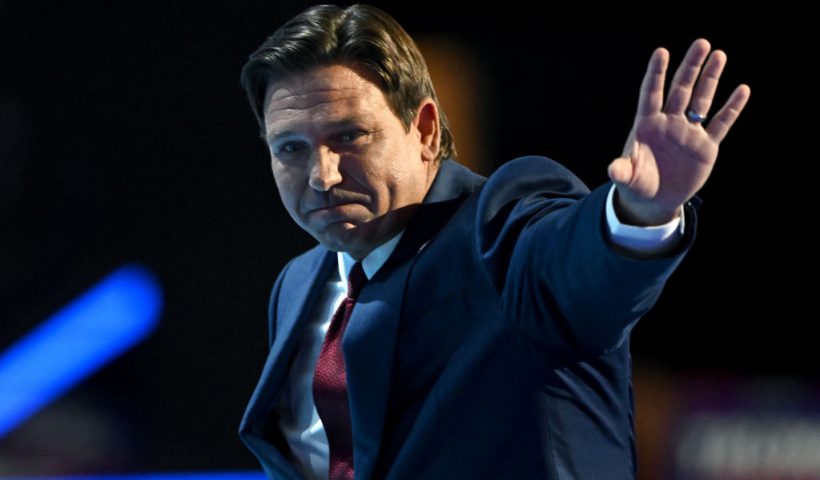MILWAUKEE, WISCONSIN - JULY 16: Florida Gov. Ron DeSantis waves to the crowd after speaking on the second day of the Republican National Convention at the Fiserv Forum on July 16, 2024 in Milwaukee, Wisconsin. Delegates, politicians, and the Republican faithful are in Milwaukee for the annual convention, concluding with former President Donald Trump accepting his party's presidential nomination. The RNC takes place from July 15-18. (Photo by Leon Neal/Getty Images)