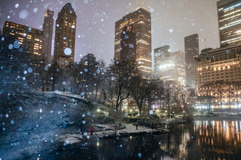 NEW YORK, NEW YORK - JANUARY 19: A view of Central Park as snow falls on January 19, 2025 in New York City. The National Weather Service issued winter storm warnings for Sunday through Monday morning, expecting 3 to 5 inches of snow in New York City and 5 to 8 inches outside the NYC metro area. (Photo by Heather Khalifa/Getty Images)