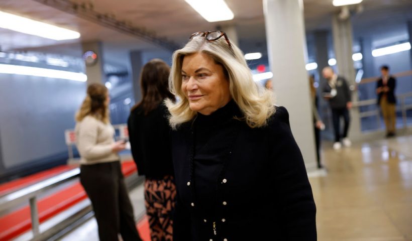 WASHINGTON, DC - JANUARY 27: U.S. Sen. Cynthia Lummis (R-WY) walks through the Senate Subway in the U.S. Capitol on January 27, 2025 in Washington, DC. The Senate confirmed Scott Bessent as Treasury Secretary in a 68-29 vote. (Photo by Anna Moneymaker/Getty Images)