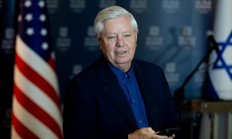 TEL AVIV, ISRAEL - AUGUST 28: U.S Senator Lindsey Graham attends a press conference on August 28, 2025 in Tel Aviv, Israel. U.S. Senator Lindsey Graham is speaking to the press following meetings with government officials in Lebanon and Israel. Earlier this week Graham spoke about a future possible defence agreement between America and Lebanon, with the provision that the Iran-backed militant group Hezbollah be disarmed. (Photo by Amir Levy/Getty Images)