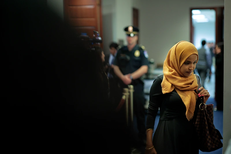 WASHINGTON, DC - SEPTEMBER 29: U.S. Rep. Ilhan Omar (D-MN) leaves a House Democratic caucus meeting at the Capitol on September 29, 2025 in Washington, DC. Republicans and Democrats as well as the White House are working to stave off a federal government shutdown before the September 30 deadline. (Photo by Chip Somodevilla/Getty Images)