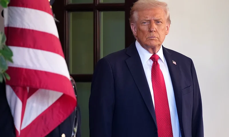 WASHINGTON, DC - OCTOBER 20: U.S. President Donald Trump waits for the arrival of Prime Minister of Australia Anthony Albanese at the White House on October 20, 2025 in Washington, DC. Albanese is visiting the U.S. Capital to meet with President Trump and later visit the Pentagon. (Photo by Kevin Dietsch/Getty Images)