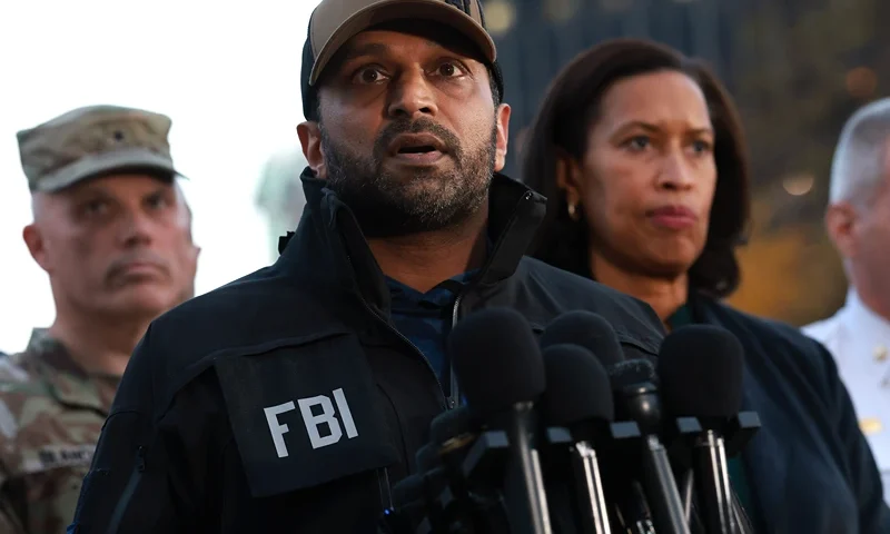 WASHINGTON, DC - NOVEMBER 26: FBI Director Kash Patel, joined by Washington, DC Mayor Muriel Bowser, speaks to the media following the shooting of two National Guard soldiers on November 26, 2025 in Washington, DC. Two West Virginia National Guard members were shot blocks from the White House. (Photo by Anna Moneymaker/Getty Images)