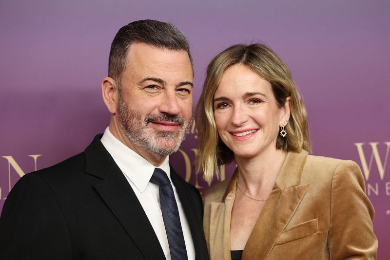 US comedian Jimmy Kimmel and his wife US writer/producer Molly McNeary attend The Hollywood Reporter's Annual Women in Entertainment Gala at the Beverly Hills Hotel in Beverly Hills, California on December 3, 2025. (Photo by Michael Tran / AFP via Getty Images)