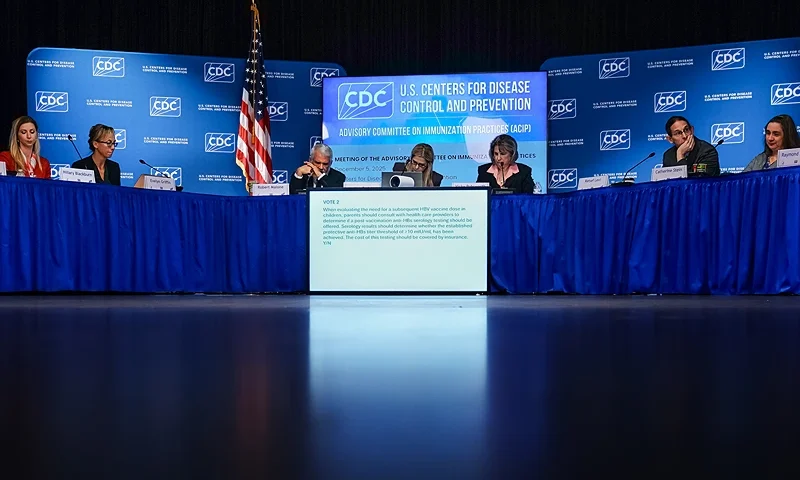 ATLANTA, GEORGIA - DECEMBER 5: Members of the CDC Advisory Committee on Immunization Practices (ACIP) are seen during a meeting on December 5, 2025 in Atlanta, Georgia. (Photo by Elijah Nouvelage/Getty Images)