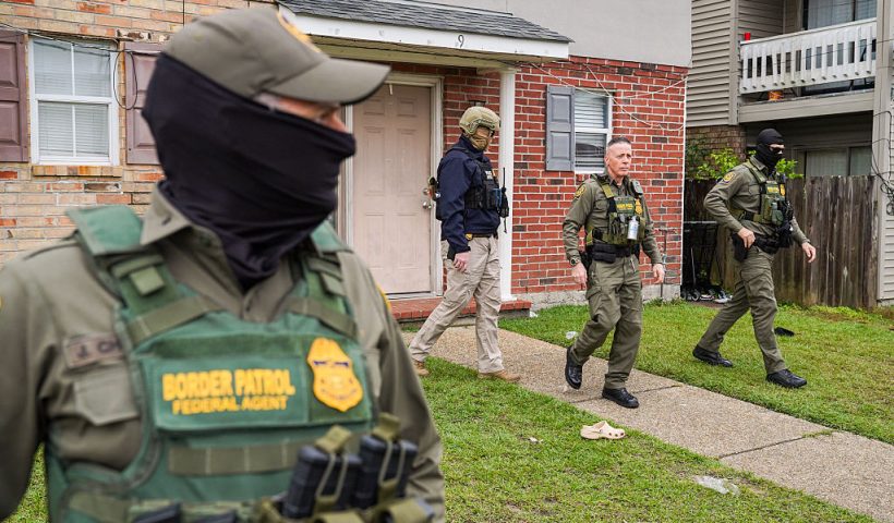 U.S. Chief Border Patrol Agent, Gregory Bovino is seen after knocking on the door of a suspected undocumented immigrant while conducting an immigration enforcement operation in a neighborhood on December 6, 2025 in Kenner, Louisiana. Federal agents are conducting 'Operation Catahoula Crunch,' launched by the Department of Homeland Security as a part of an immigration crackdown on undocumented immigrants in the United States. (Photo by Ryan Murphy/Getty Images)