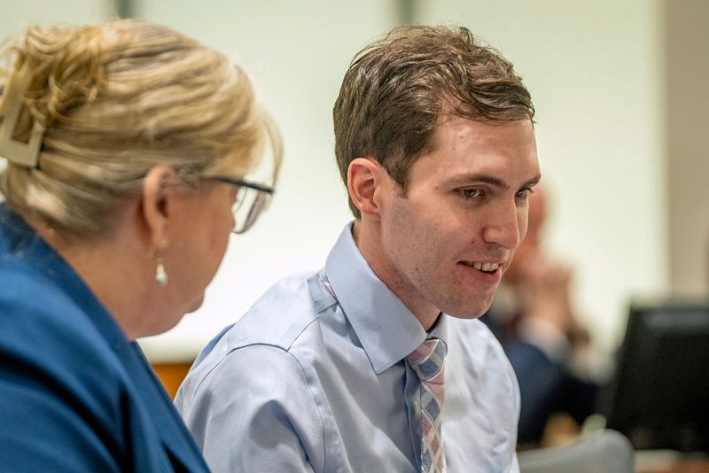 PROVO, UT - DECEMBER 11: Tyler Robinson, accused of fatally shooting Charlie Kirk, speaks to his attorney Kathryn Nester (L), during a hearing in Fourth District Court on December 11, 2025 in Provo, Utah. Prosecutors have charged Tyler Robinson with aggravated murder and plan to seek the death penalty. (Photo by Rick Egan-Pool/Getty Images)