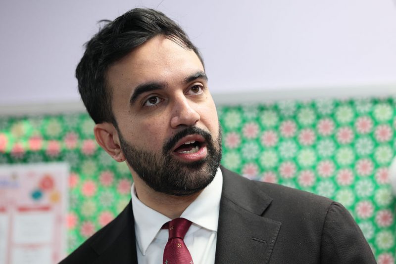 NEW YORK, NEW YORK - DECEMBER 11: New York City Mayor-elect Zohran Mamdani speaks during a press briefing at Little Scholars on December 11, 2025 in New York City. Mamdani visited a school and met with educators to speak about the importance of his campaign promise of Universal Child Care after meeting with business leaders to discuss how to fund the child care plan. (Photo by Michael M. Santiago/Getty Images)