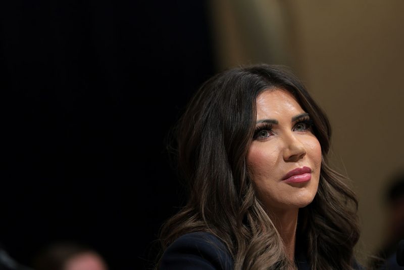 WASHINGTON, DC - DECEMBER 11: U.S. Secretary of Homeland Security Kristi Noem testifies before the House Committee on Homeland Security in the Cannon House Office Building on December 11, 2025 in Washington, DC. The committee convened to hear testimony from top national security officials on potential worldwide threats. (Photo by Anna Moneymaker/Getty Images)