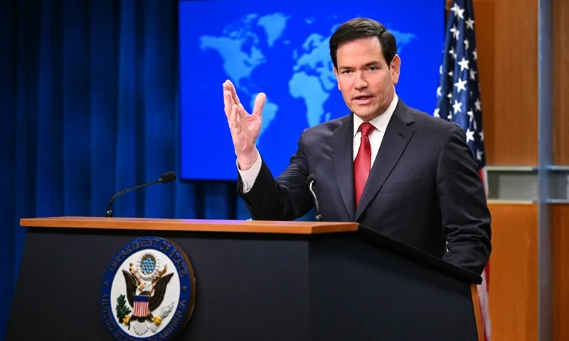 US Secretary of State Marco Rubio speaks during an end-of-year press conference in the State Department Press Briefing Room in Washington, DC on December 19, 2025. (Photo by Mandel NGAN / AFP via Getty Images)
