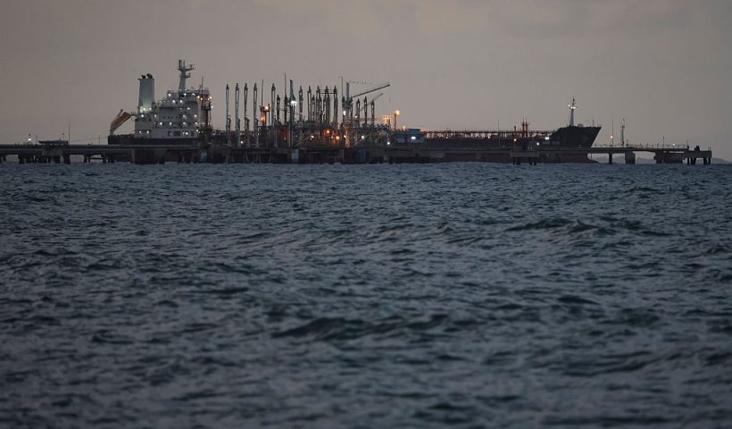 PUERTO CABELLO, VENEZUELA - DECEMBER 18: An oil tanker remains anchored at the dock during a walk around the outskirts of the 'El Palito' refinery on December 18, 2025 in Puerto Cabello, Venezuela. President Trump stated on December 17th that Venezuela took away oil rights from the US. Trump's administration has sanctioned Venezuelan oil with blockades, while many US Navy units are deployed off the coast of Venezuela under the premise of combating the drug cartels. (Photo by Jesus Vargas/Getty Images)