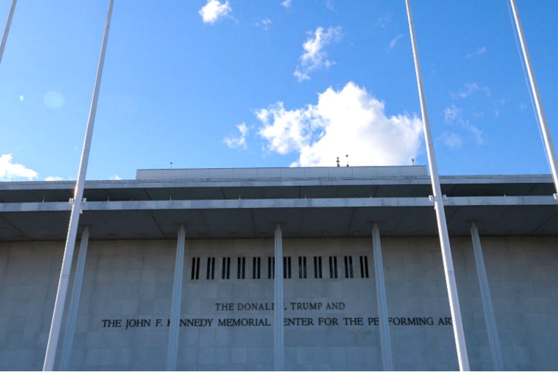WASHINGTON, DC - DECEMBER 19: The name of the “John F. Kennedy Memorial Center for the Performing Arts" now includes "The Donald J. Trump" as seen on December 19, 2025 in Washington, DC. The Kennedy Center Board of Trustees voted in what they say was a unanimous decision to rename the facility “The Donald J. Trump and The John F. Kennedy Memorial Center for the Performing Arts”. (Photo by Heather Diehl/Getty Images)