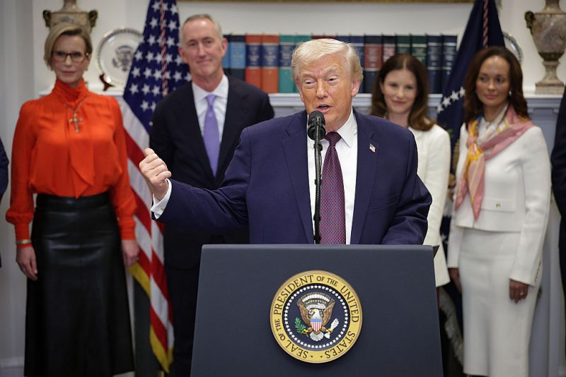 WASHINGTON, DC - DECEMBER 19: U.S. President Donald Trump speaks during an event in the Roosevelt Room of the White House December 19, 2025 in Washington, DC. Trump delivered remarks on lowering prescription drug prices during the event. (Photo by Alex Wong/Getty Images)