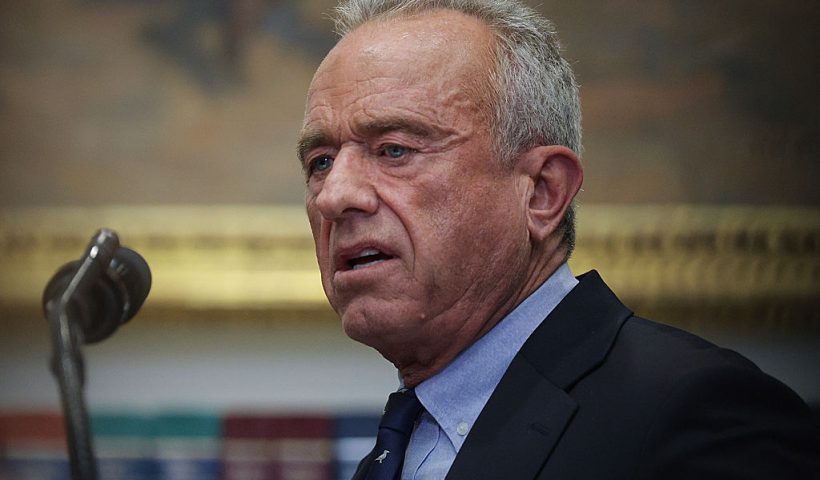 WASHINGTON, DC - DECEMBER 19: Health Secretary Robert F. Kennedy Jr. speaks during an event with U.S. President Donald Trump in the Roosevelt Room of the White House December 19, 2025 in Washington, DC. Trump delivered remarks on lowering prescription drug prices during the event. (Photo by Alex Wong/Getty Images)