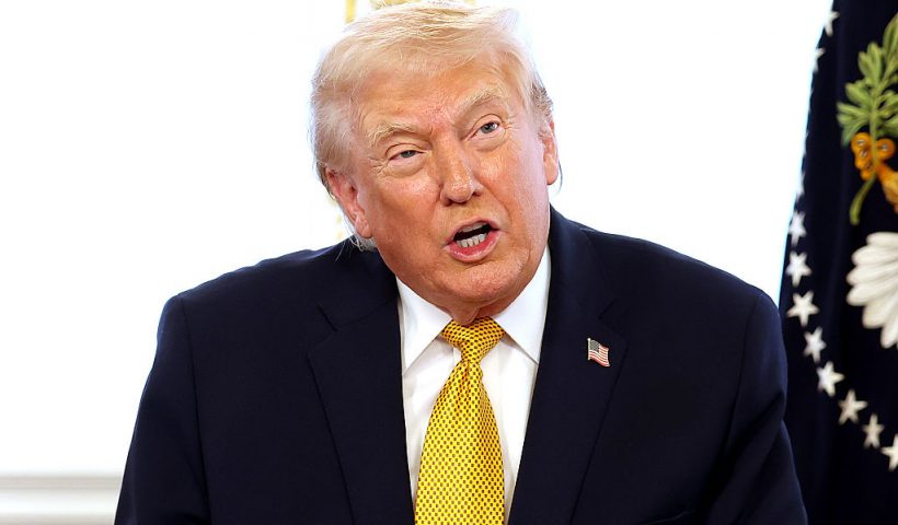 PALM BEACH, FLORIDA - DECEMBER 24: U.S. President Donald Trump calls service members on Christmas Eve at the Mar-a-Lago resort on December 24, 2025 in Palm Beach, Florida. Trump is spending the holidays in Florida this year. (Photo by Tasos Katopodis/Getty Images)