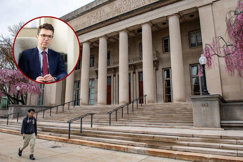 (L) a photograph posted onto X portraits Nuno F.G. Loureiro, a physics professor at the Massachusetts Institute of Technology(MIT) who was shot at his home near Boston.(Photo: Yahoo News on X) / (Background) People walk on the campus of Massachusetts Institute of Technology (MIT) in Cambridge, Massachussetts.. (Photo by Joseph Prezioso / AFP) (Photo by JOSEPH PREZIOSO/AFP via Getty Images)