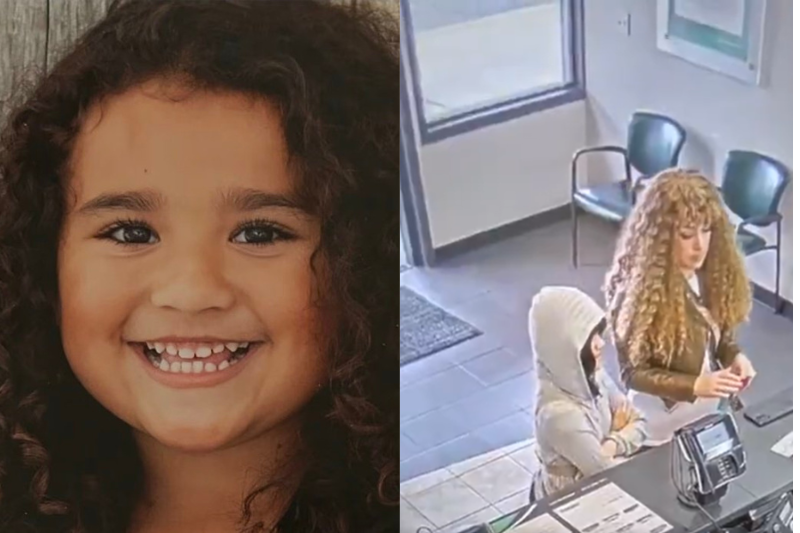 (L) A portrait of Melodee Buzzard (Photo: @CoffindafferFBI on X) / (R) A video shows Ashlee Buzzard (R) and Melodee Buzzard seen checking into a hotel wearing wigs. (Photo: FBIOmaha on X)