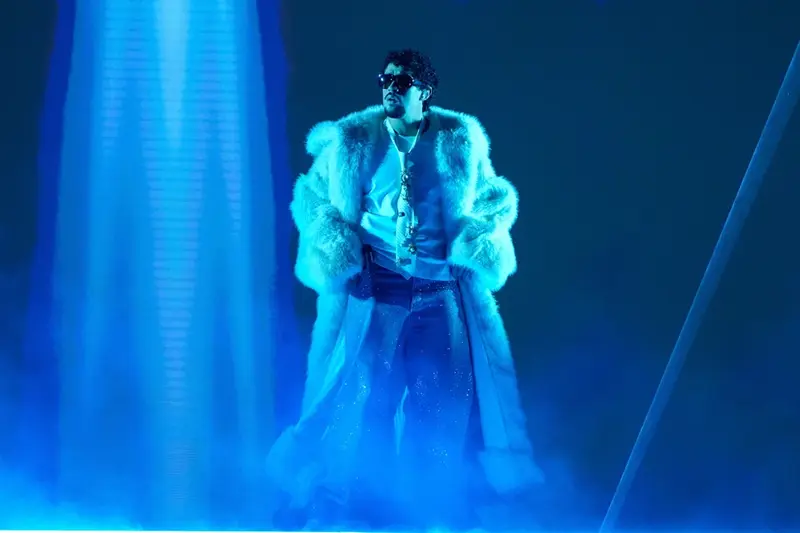 Bad Bunny performs during the iHeartRadio Music Awards in Los Angeles on March 17, 2025. (AP Photo/Chris Pizzello)