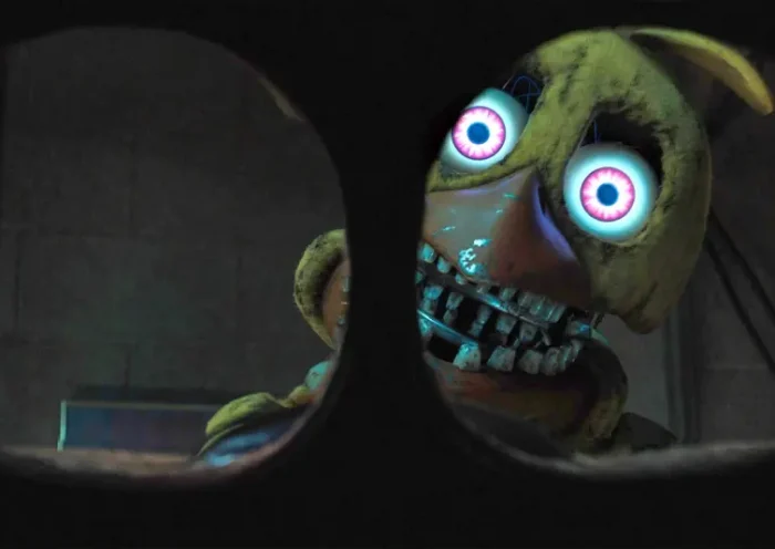 A Withered Chica in a scene from “Five Nights at Freddy’s 2.” (Ryan Green/Universal Pictures via AP)