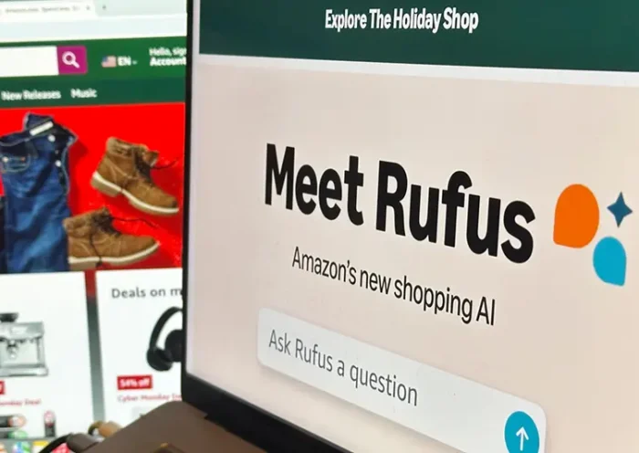 Amazon’s generative AI-powered shopping assistant, Rufus, appears on a computer monitor, Dec. 1, 2024, in New York. (AP Photo/Peter Morgan, File)