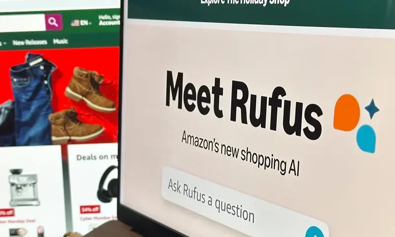 Amazon’s generative AI-powered shopping assistant, Rufus, appears on a computer monitor, Dec. 1, 2024, in New York. (AP Photo/Peter Morgan, File)