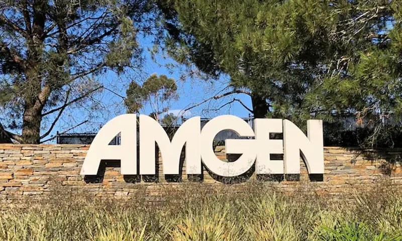 An Amgen sign is seen at the company's headquarters in Thousand Oaks, California, U.S., November 6, 2019. REUTERS/Deena Beasley/File Photo
