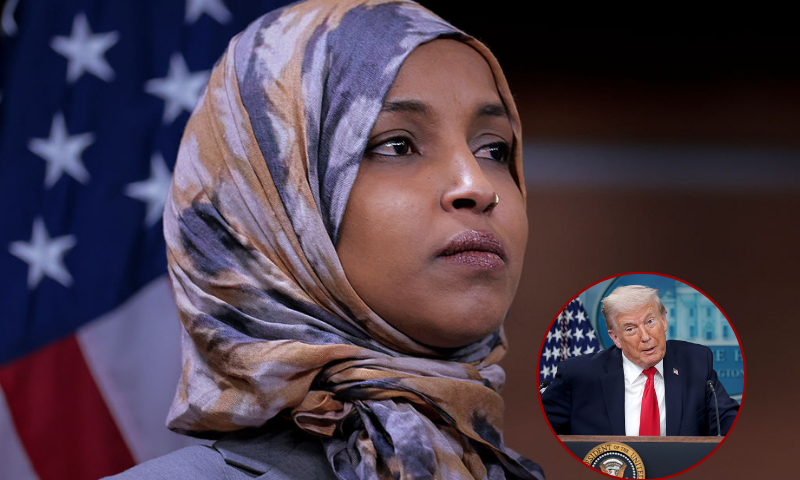 U.S. Rep. Ilhan Omar (D-MN), Deputy Chair of the Congressional Progressive Caucus, listens to other members of the CPC at a press conference at the U.S. Capitol on January 13, 2026 in Washington, DC. The Congressional Progressive Caucus discussed DHS funding and the death of Renee Good in Minneapolis. (Photo by Heather Diehl/Getty Images)WASHINGTON, DC - JANUARY 20: U.S. President Donald Trump speaks to the media during a press briefing in the James S. Brady Press Briefing Room of the White House on January 20, 2026 in Washington, DC. White House Press Secretary Karoline Leavitt was joined by President Trump days after the president threatened a 10% import tax on goods from eight European countries that have rallied around Denmark amid Trump's calls for the U.S. to take control of Greenland, a semi-autonomous Danish territory. (Photo by Kevin Dietsch/Getty Images)