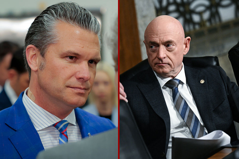 WASHINGTON, DC - JANUARY 07: U.S. Secretary of War Pete Hegseth prepares to speak to the media following a closed door briefing with senators on the U.S. the capture of Venezuela’s Nicolas Maduro and his wife, Cilia Flores, at the U.S. Capitol on January 7, 2026 in Washington, DC. Maduro and Flores were taken to New York on January 3 after they were captured by the U.S. military in Caracas. They are being detained at the Metropolitan Detention Center in Brooklyn and are expected to face federal charges related to narco-terrorism conspiracy. (Photo by Heather Diehl/Getty Images) WASHINGTON, DC - JANUARY 08: U.S. Sen. Mark Kelly (D-AZ) leaves after the Senate voted on the Venezuela War Powers Resolution at the U.S. Capitol on January 08, 2026 in Washington, DC. The Senate passed the bipartisan resolution 52-47 which will block President Trump's use of the U.S. military force Venezuela without Congressional authorization. (Photo by Kevin Dietsch/Getty Images)