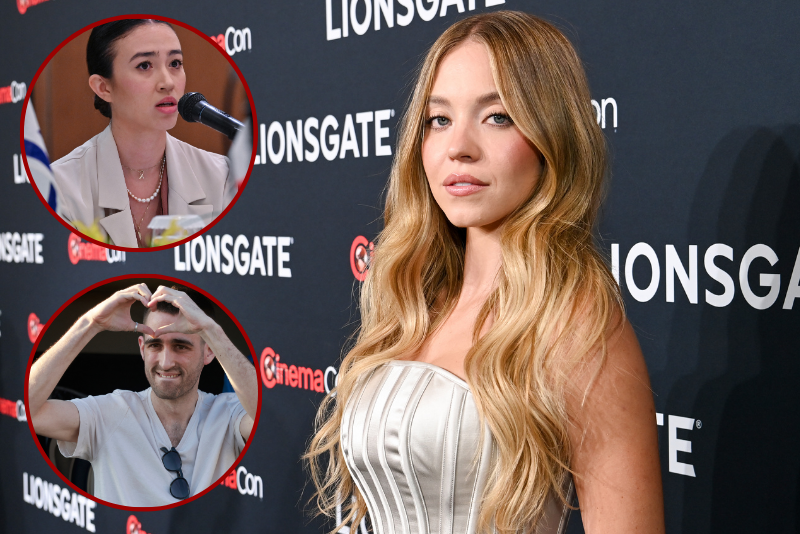 (Top left) - Israeli Noa Argamani (Photo by Richard A. Brooks / AFP) / (Bottom left) Released Israeli hostage Avinatan Or (Photo by Menahem Kahana / AFP) / Sydney Sweeney (Photo by Jon Kopaloff/Getty Images for Lionsgate)