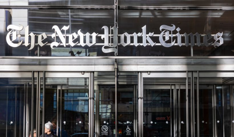 NEW YORK, NEW YORK - FEBRUARY 07: The New York Times building stands in Midtown on February 07, 2024 in New York City. New York Times Co.’s stock fell 4% early Wednesday, after the newspaper beat profit estimates for the fourth quarter but had its revenue fall slightly. (Photo by Spencer Platt/Getty Images)