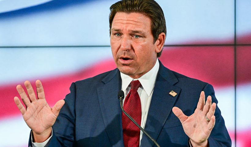 Florida Governor Ron DeSantis speaks during a press conference at Florida International University on September 25, 2025, in Miami, Florida. DeSantis discussed the state's education system and his push to expand school choice and charter schools. (Photo by GIORGIO VIERA / AFP) (Photo by GIORGIO VIERA/AFP via Getty Images)
