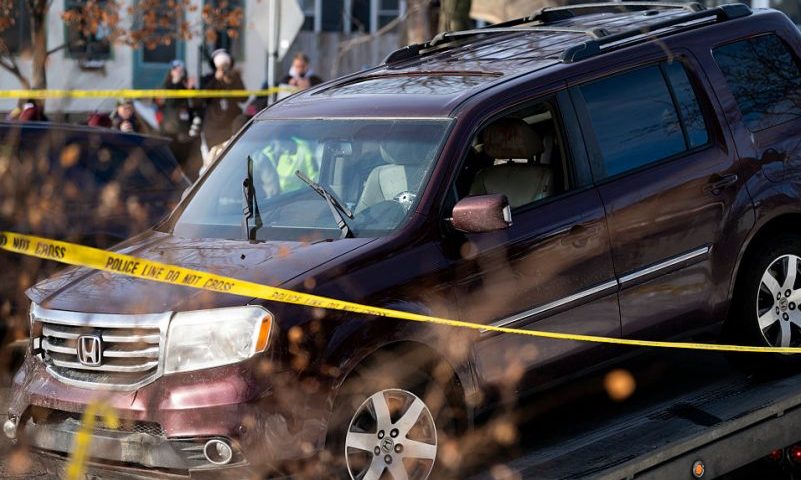 MINNEAPOLIS, MINNESOTA - JANUARY 07: A vehicle involved in a shooting by an ICE agent during federal law enforcement operations is towed away on January 07, 2026 in Minneapolis, Minnesota. According to federal officials, the agent, "fearing for his life" killed a woman during a confrontation in south Minneapolis. (Photo by Stephen Maturen/Getty Images)