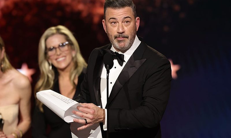 SANTA MONICA, CALIFORNIA - JANUARY 04: Jimmy Kimmel, winner of the Best Talk Show Award for "Jimmy Kimmel Live!", speaks onstage during the 31st Annual Critics Choice Awards at Barker Hangar on January 04, 2026 in Santa Monica, California. (Photo by Kevin Winter/Getty Images for Critics Choice Association)