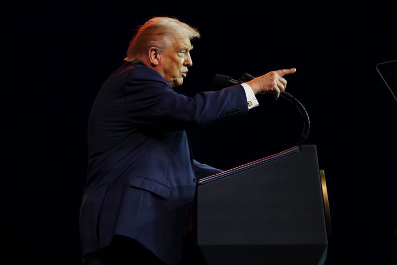 WASHINGTON, DC - JANUARY 06: U.S. President Donald Trump gestures as he addresses a House Republican retreat at The John F. Kennedy Center for the Performing Arts on January 06, 2026 in Washington, DC. House Republicans will discuss their 2026 legislative agenda at the meeting. (Photo by Alex Wong/Getty Images)