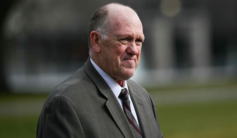 White House 'border czar' Tom Homan speaks to the press outside the West Wing of the White House in Washington, DC, on January 14, 2026. (Photo by Brendan SMIALOWSKI / AFP via Getty Images)