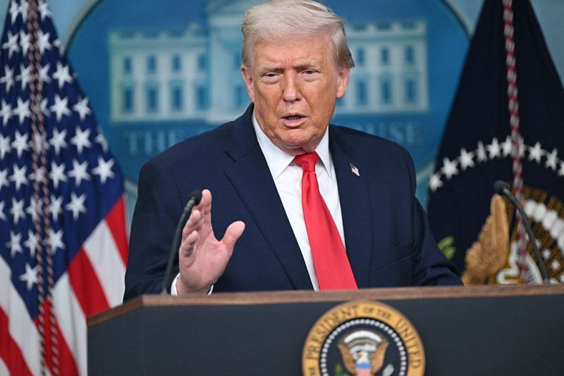 US President Donald Trump speaks during a briefing in the Brady Briefing Room of the White House in Washington, DC, on January 20, 2026. US President Donald Trump on Tuesday expressed frustration that his message on the economy was "not getting across," blaming his spokespeople for the issue. (Photo by SAUL LOEB / AFP via Getty Images)