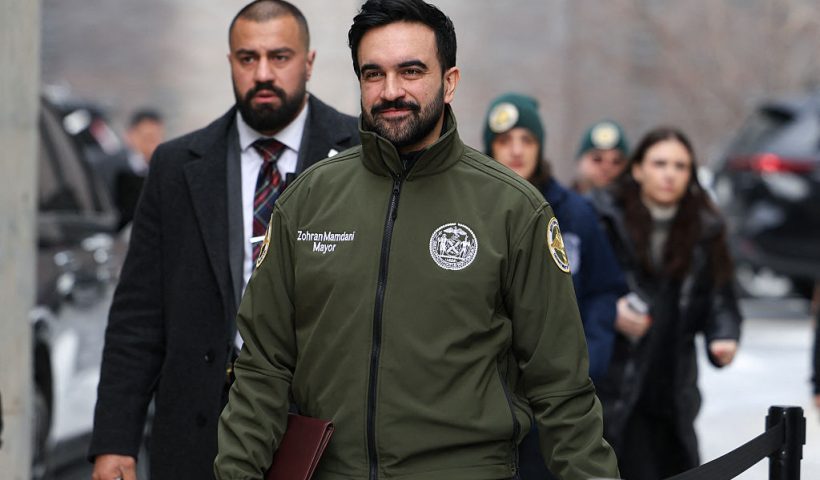 New York City Mayor Zohran Mamdani arrives at a salt depot to speak at a news conference about preparations for the winter storm in New York on January 24, 2026. Americans stripped supermarket shelves January 23 ahead of potentially "catastrophic" winter weather that threatened at least 160 million people across the country with transportation chaos, blackouts and life-threatening cold. (Photo by ANGELA WEISS / AFP via Getty Images)