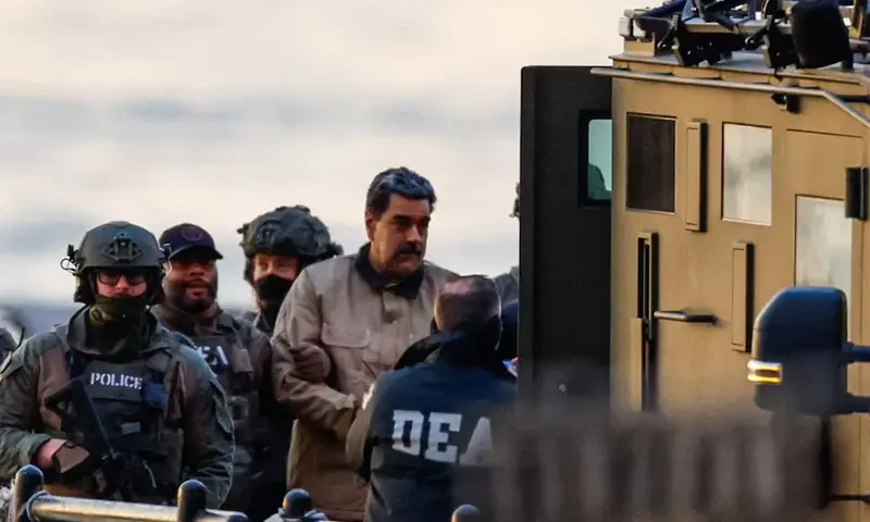 Captured Venezuelan President Nicolas Maduro arrives at the Downtown Manhattan Heliport. January 5, 2026. REUTERS/Eduardo Munoz