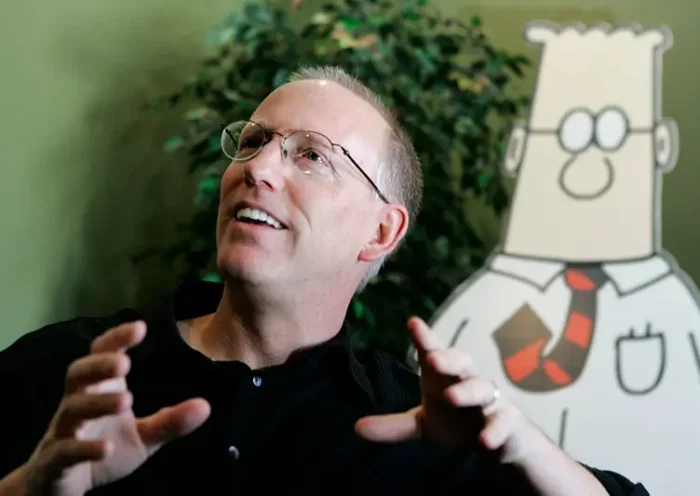 Scott Adams, creator of the comic strip Dilbert, talks about his work at his studio in Dublin, Calif., on Oct. 26, 2006. (AP Photo/Marcio Jose Sanchez, File)