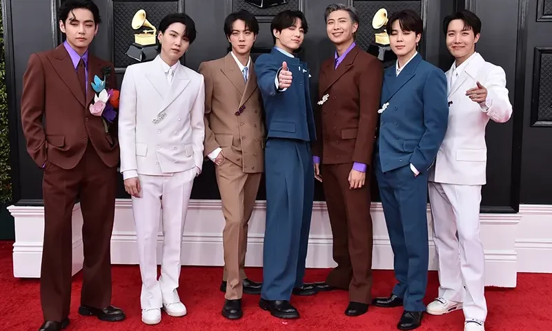 Korean group BTS appears at the 64th Annual Grammy Awards in Las Vegas on April 3, 2022. (Photo by Jordan Strauss/Invision/AP, File)