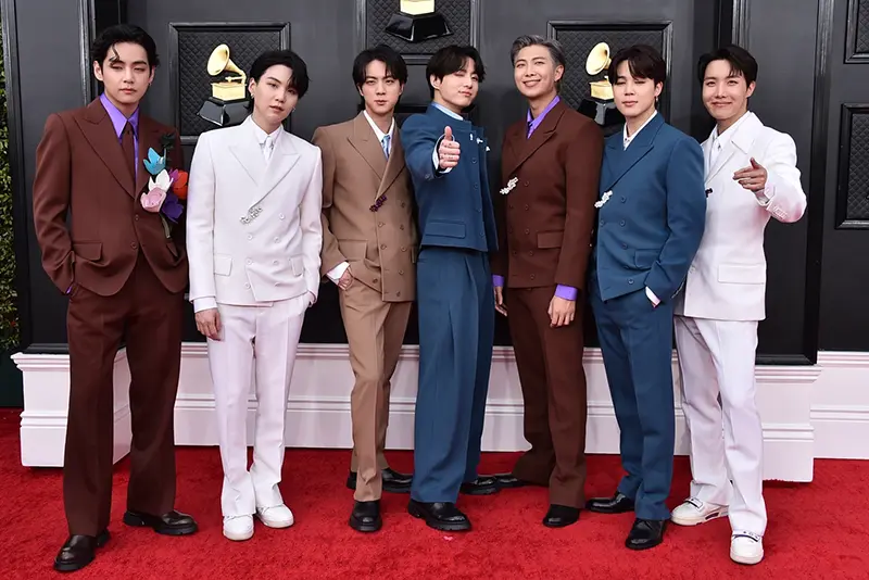 Korean group BTS appears at the 64th Annual Grammy Awards in Las Vegas on April 3, 2022. (Photo by Jordan Strauss/Invision/AP, File)