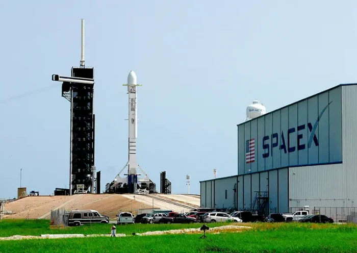 A Falcon 9 SpaceX rocket stands ready for launch at pad 39A at the Kennedy Space Center in Cape Canaveral, Fla., Friday, June 26, 2020. (AP Photo/John Raoux, file)
