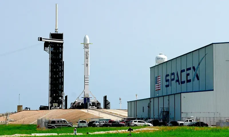 A Falcon 9 SpaceX rocket stands ready for launch at pad 39A at the Kennedy Space Center in Cape Canaveral, Fla., Friday, June 26, 2020. (AP Photo/John Raoux, file)