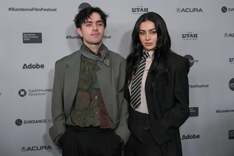 Director Aidan Zamiri, left, and Charli xcx attend the premiere of “The Moment” during the Sundance Film Festival on Friday, Jan. 23, 2026, at Eccles Center in Park City, Utah. (AP Photo/Chris Pizzello)