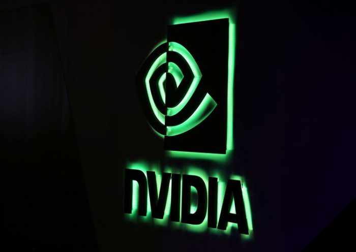 A NVIDIA logo is shown at SIGGRAPH 2017 in Los Angeles, California, U.S. July 31, 2017. REUTERS/Mike Blake